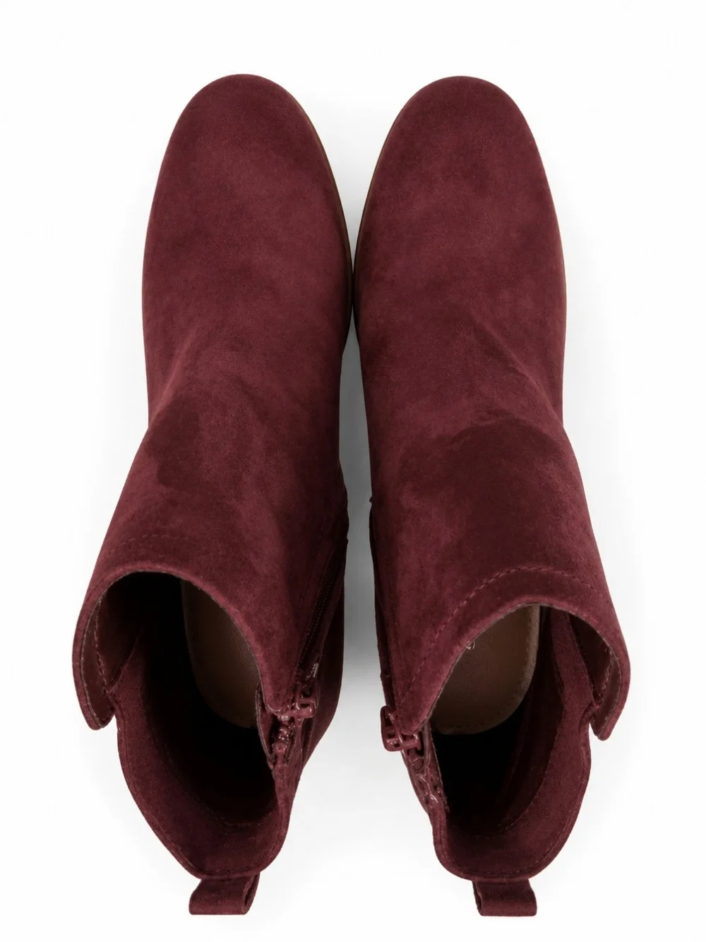 Market & Spruce Burgundy Faux Suede Perforated Ankle Booties Block Heel Size 7.5